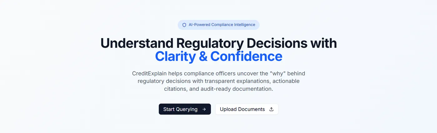 CreditExplain landing page: Understand Regulatory Decisions with Clarity and Confidence
